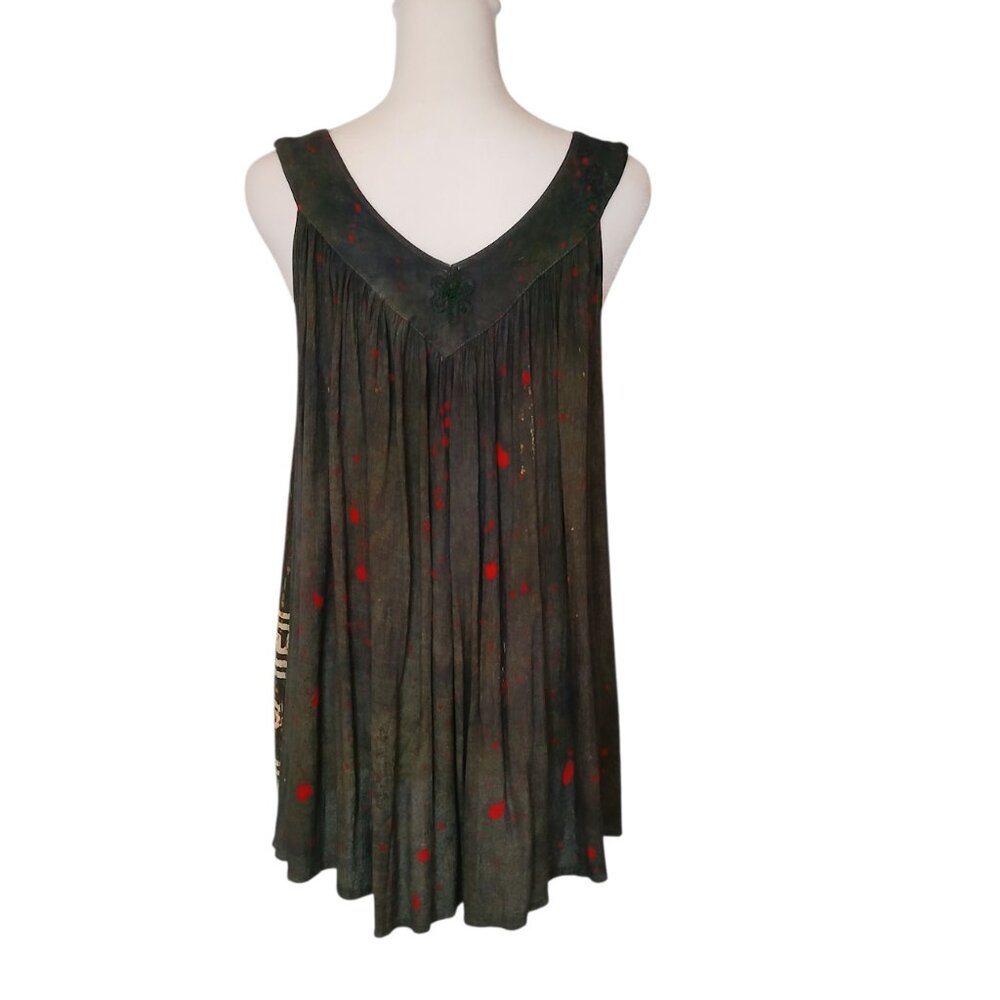 Zuriet by Hans dark green sleeveless rayon swing top free size - Picture 2 of 5